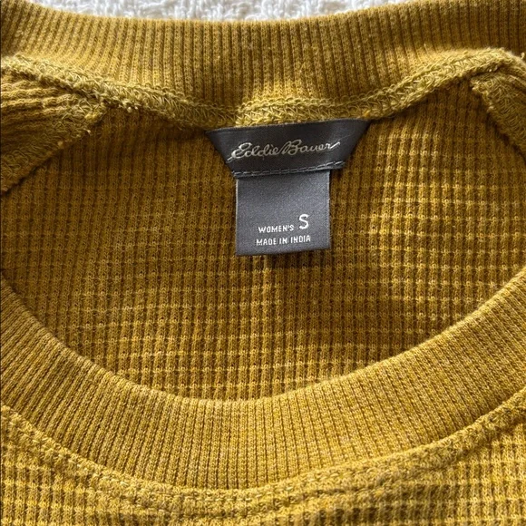 Eddie Bauer Mustard Long Sleeve Waffle Knit Top - Picture 2 of 4